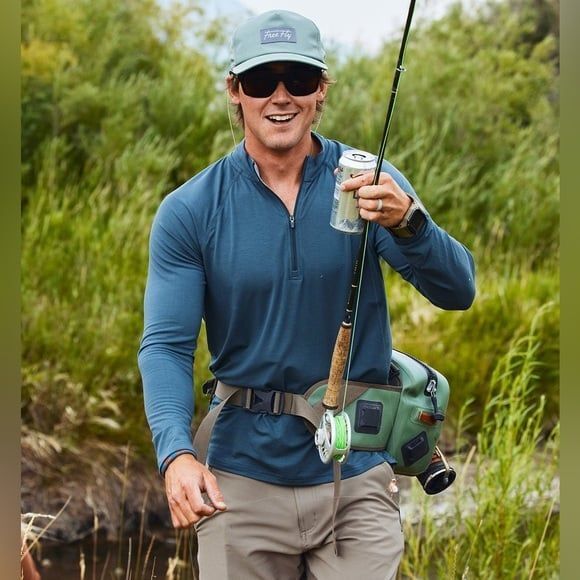 Men's Free Fly Bamboo Flex Quarter Zip Blue - Picture 1 of 12